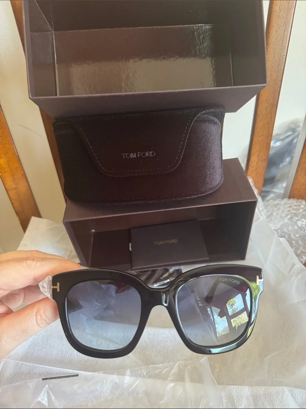 Tom Ford Black Sunglasses with Gradient Gray Lenses